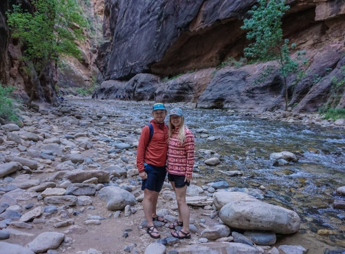 Hikers at the Narrows Zion National Park