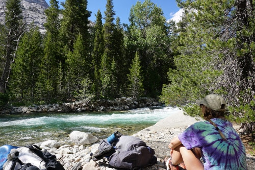 Hiker taking a water break